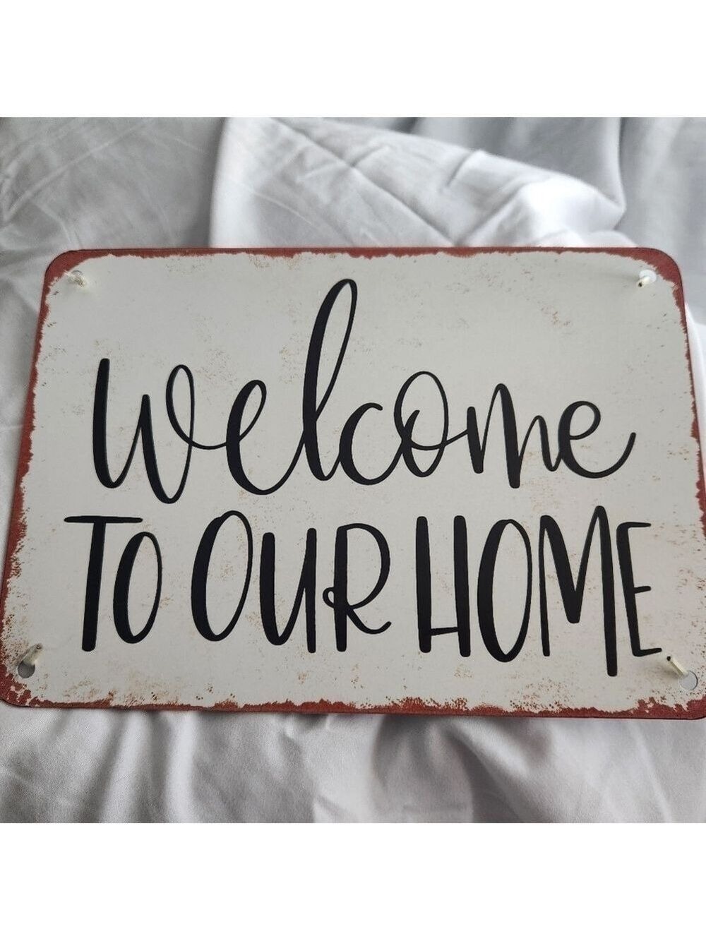 DECORATIVE METAL SIGN - Welcome - Vintage Rusty Look - Picture 3 of 4
